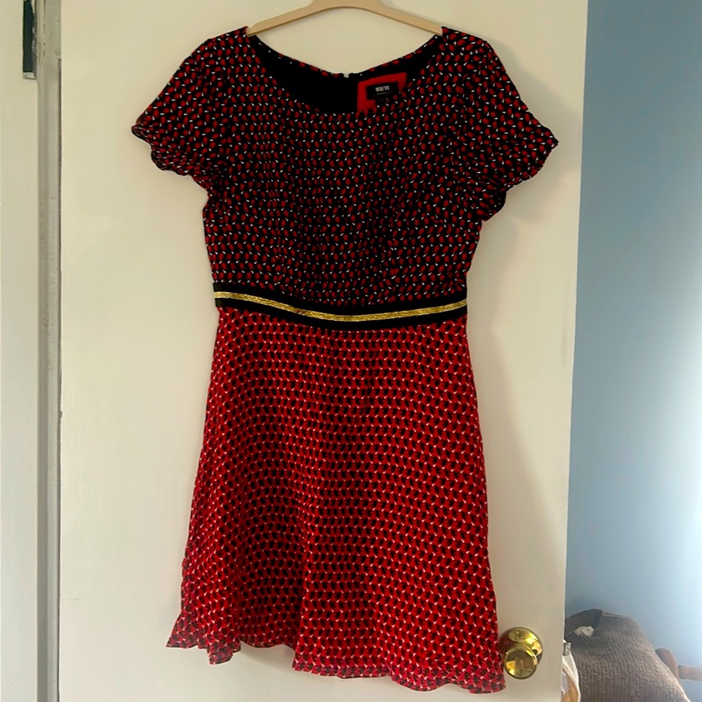 Maeve by Anthropologie Red and black print dress. Sz 14